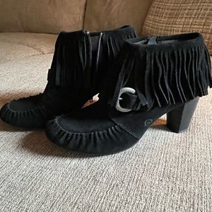 Born leather high heel moccasin booties